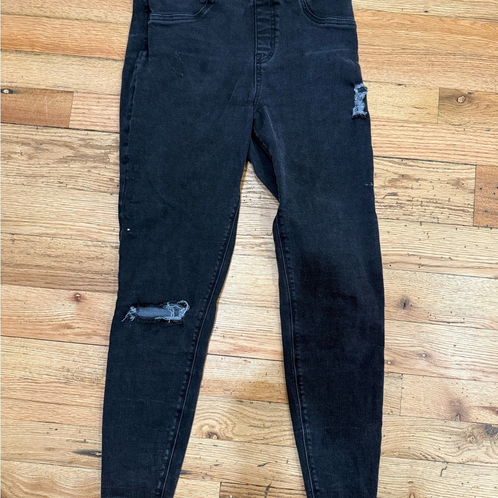 SPANX Black Skinny Jeans Distressed Design